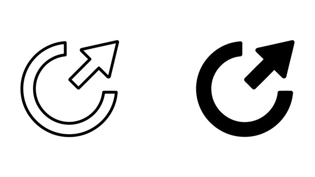 External Link Icon Set: A pair of clean, modern icons representing an external link, with one outlined and the other solid black. Essential for web design and user interface elements.