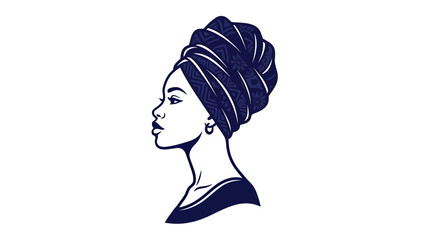 Elegant African Woman Profile Portrait, Headwrap Fashion, Silhouette Style © siti