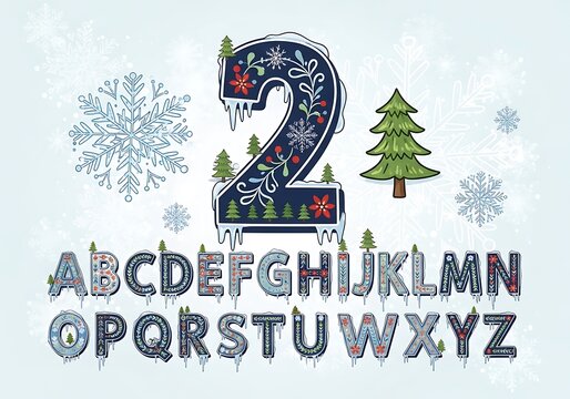 Frosty Fables: Whimsical Winter Alphabet & Number Art