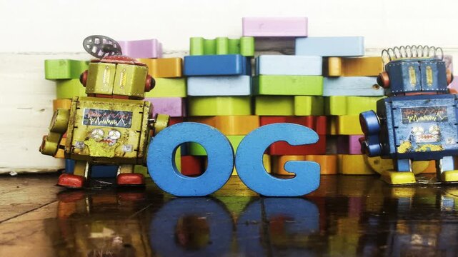 Retro robots say LOGIC stop motion 