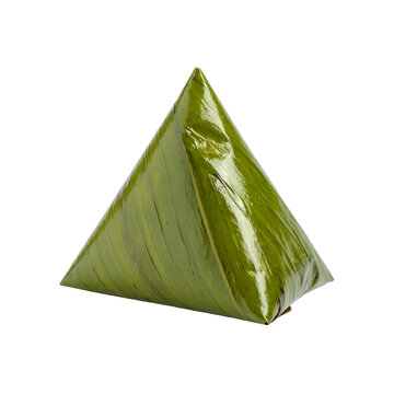 Indonesian traditional food wrapped in banana leaf isolated on white
