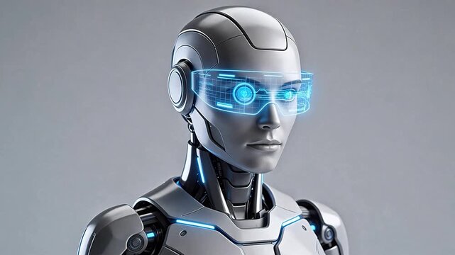 Futuristic humanoid robot with glowing visor