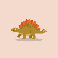 Cute Stegosaurus Cartoon Dinosaur Flat Vector Illustration for Kids © Mex_am