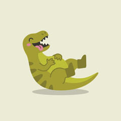 Obraz premium Funny Tyrannosaurus Rex Cartoon Character Flat Vector Illustration