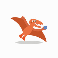 Cute Pterodactyl Flying Dinosaur Cartoon Flat Vector Illustration © Mex_am