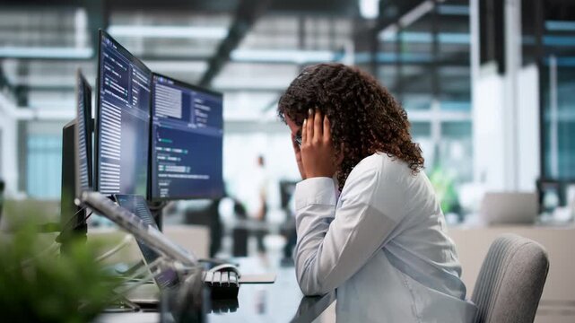 Software Engineer Struggles With Headache While Coding Late