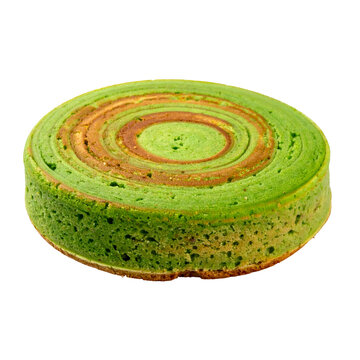 Indonesian Pandan Layer Cake Lapis Legit Isolated on White Background