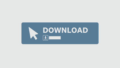 Obraz premium Download button with progress loading bar and cursor mouse arrow pointer on dark blue background in web design style.