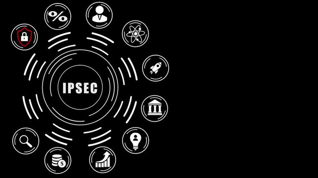 Ipsec Business Strategy Infographic With Icons And dot Background image photo, abstract circles and gears background.4k Animation,4k digital technology video,..