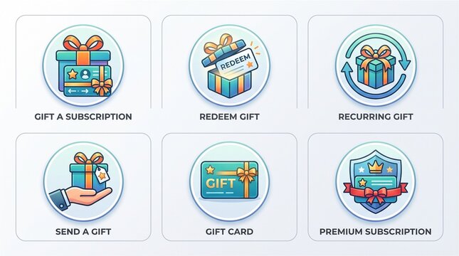 Gift Subscription and Card Concept Icons