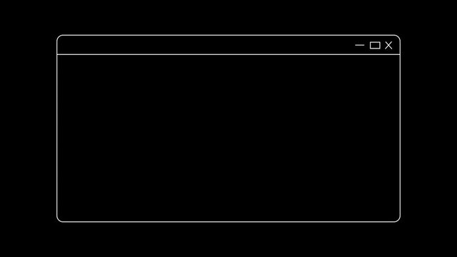 simple popup window animation with modern minimal user interface style. on transparent background. Green Screen Browser Window Interface Frame with Minimize Maximize and Close Buttons, .