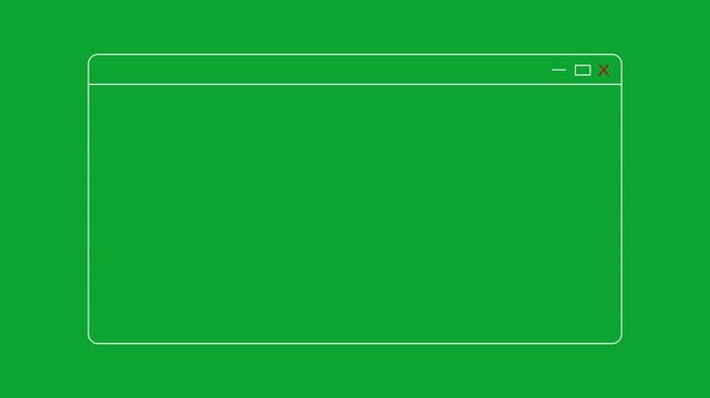 simple popup window animation with modern minimal user interface style. on transparent background. Green Screen Browser Window Interface Frame with Minimize Maximize and Close Buttons, .