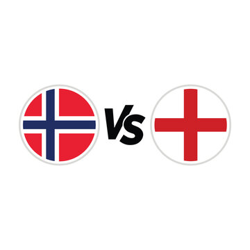 Flag set of Norway versus England match on white background.vector illustrator design