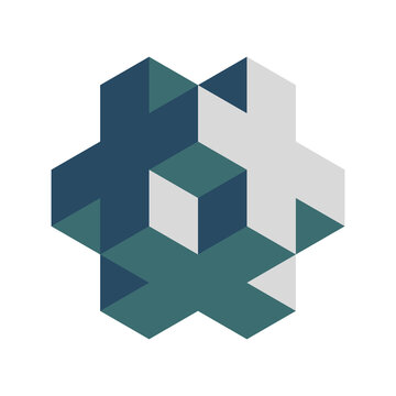 Isometric Interlocking Cross Geometric Graphic