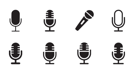 Microphone vector icon. simple line isolated on background. modern silhouette flat style podcast symbol. © Mojnur