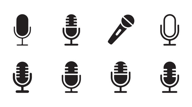 Microphone vector icon. simple line isolated on background. modern silhouette flat style podcast symbol.