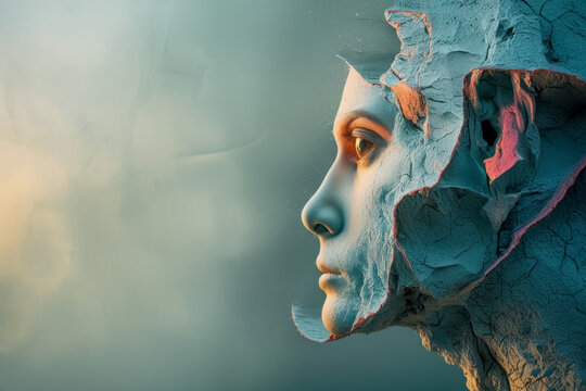 Strange art odd expression contemporary surreal creative unusual portrait of woman AI Generative