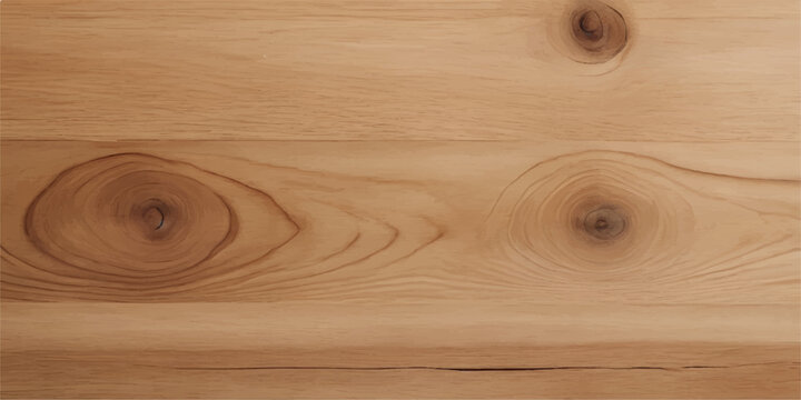 Natural light brown pine wood grain texture with dark circular knots as a rustic horizontal plank background for graphic design