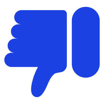 Png thumbs down dislike icon for social media app blue flat style