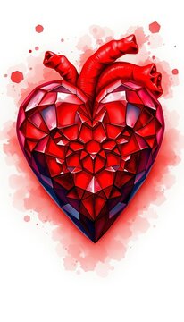 Low Poly Geometric Human Heart Illustration