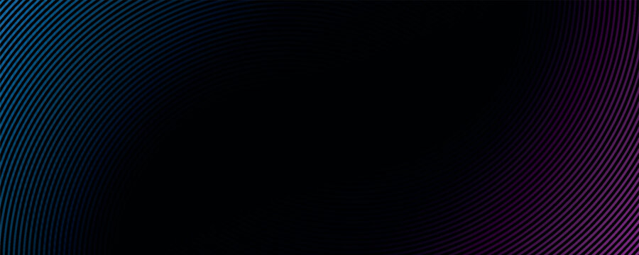 Futuristic background with overlapping glowing purple and blue curved lines. Modern design with elegant neon line elements for banner, social media, web header, advertising. VOL. 3