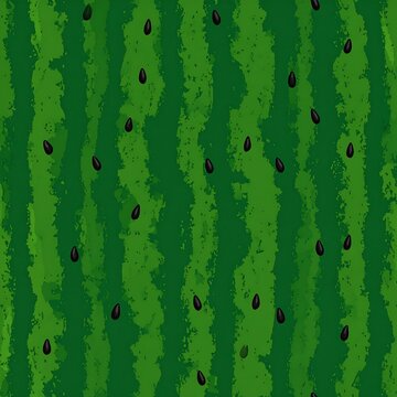 Green Watermelon Rind Texture Pattern with Black Seed Details in Close Up View