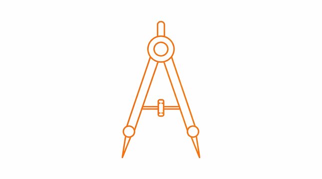 Drawing Compass tool for geometry, drafting, and architectural design. Orange outline icon illustrating precision measurement and circular drawing on a clean white background.