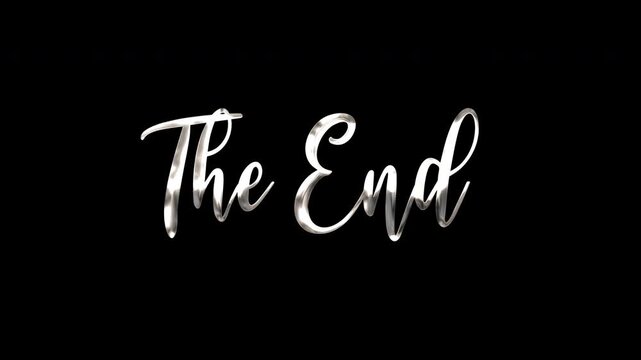 The End metallic typography text effect with sparkling dots on black background for movie credits or video endings