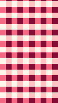 Abstract red gingham seamless pattern background, minimalist retro plaid check grid burgundy and strawberry pink portrait illustration