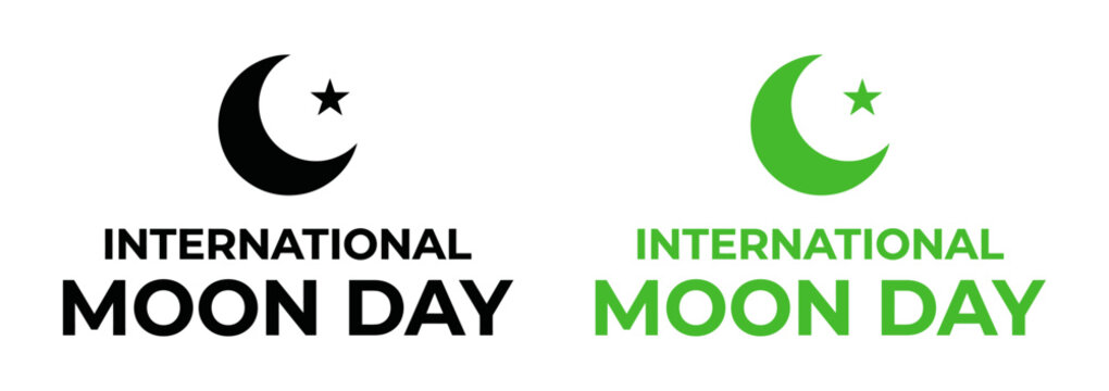 International Moon Day Minimalist Logo Design with Crescent Moon and Star Icon for Space and Astronomy Awareness