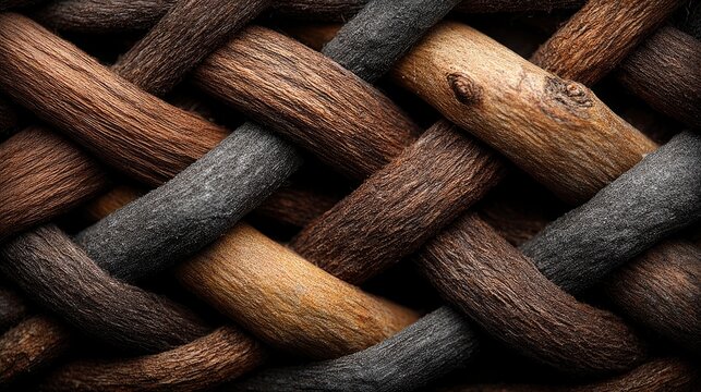Wicker furniture texture, woven willow branches, dark brown natural sticks, garden chair material background, rustic pattern 