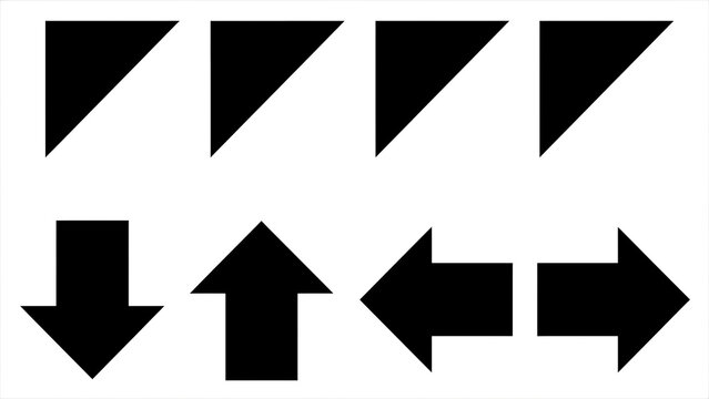 Set of black triangle and directional arrow graphic icons for interface design