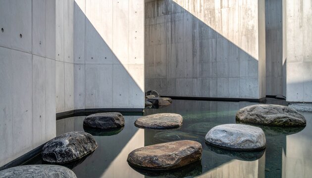 Close-up of natural stone pebbles in a modern setting.