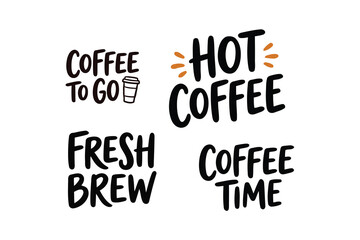 Fototapeta premium Coffee typography collection four unique phrases for coffee lovers