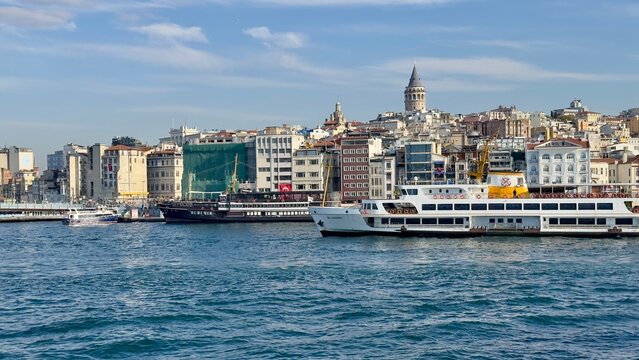 A gorgeous view of Istanbul, Turkey from Bosporus on galata tower 