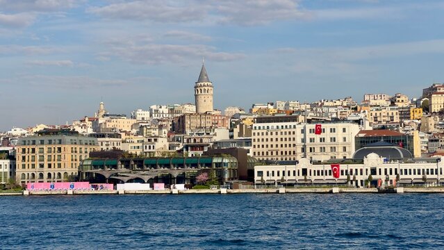 A gorgeous view of Istanbul, Turkey from Bosporus  On galata tower 