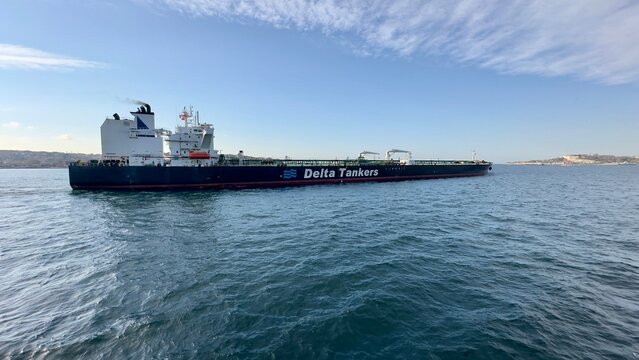 Oil tanker or cargo ship in port of Istanbul