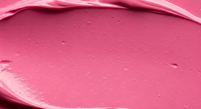Vibrant Pink Cream Smear Texture Spread on White Background