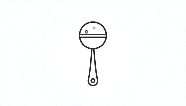 Simple Black Maraca Icon Centered on White Background