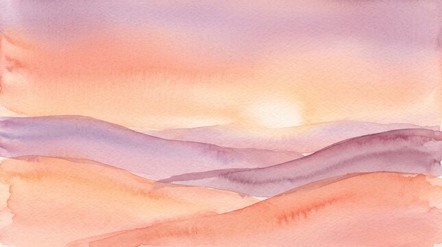 Sunset over rolling hills with warm orange and purple hues in landscape