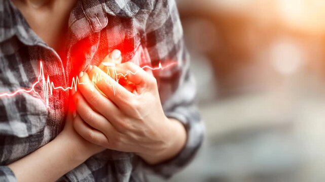 Red pulse effect shows heart activity during moment of distress Generative AI
