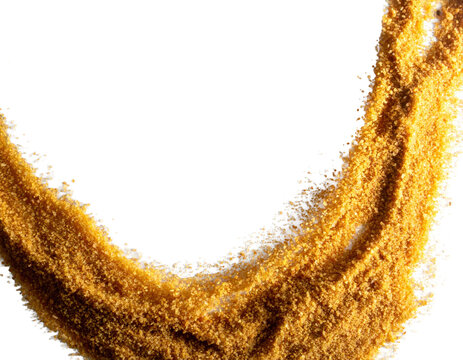 PNGMURNI--transparent background Firefly A top-down view of a dynamic scattering of fine golden particles resembling sug