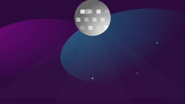 Abstract digital art featuring a spherical object with grid pattern and colorful background effects.