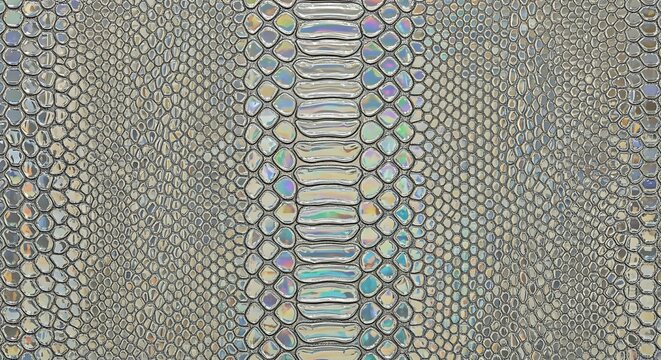seamless python skin pattern in holographic chrome style
