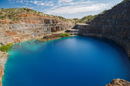 Abandoned Mary Kathleen uranium mine pit in outback Queensland