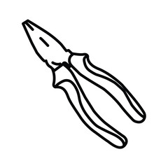Obraz premium Hand pliers outline illustration isolated on a white background. Simple line art of a manual hand tool used for gripping, cutting, bending, and repair work. Ideal for construction, engineering, DIY.