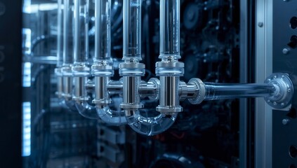 Obraz premium Abstract Metal Technology and Industrial Machinery Concept with Electronic Components, Data Computing, Steel Engineering and Modern Medical Device Innovation