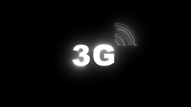 3G network signal neon animation loop, digital connectivity glowing, Black background, 3g signal connectivity, digital glow 4k video.