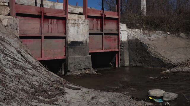 an abandoned open sluice for watering and irrigating fields and farmland