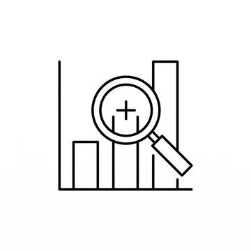 Magnifying glass hovering over a bar chart represents the detailed analysis of financial data trends and performance metrics for corporate strategic planning processes.